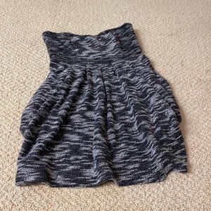 Tweed looking black and white strapless dress
